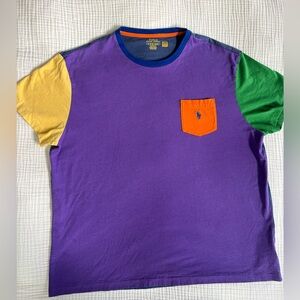 Polo by Ralph Lauren Purple Colorblock Short-Sleeve Tee with Orange Pocket